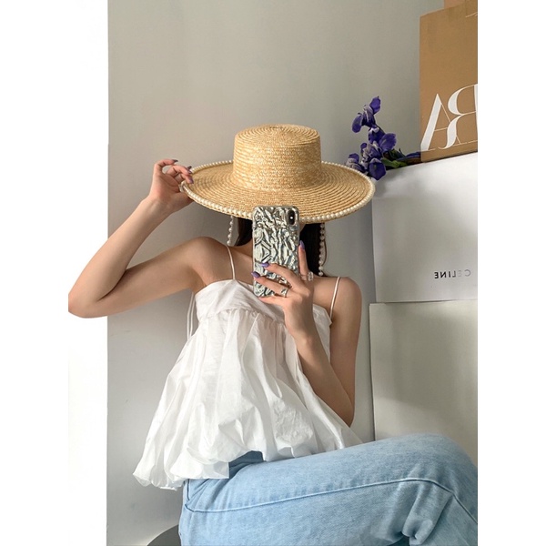 Áo hai dây nữ buộc dây nơ voan bí tiểu thư nhí nhảnh, áo hai dây- Mã: 405 TV - Fashion