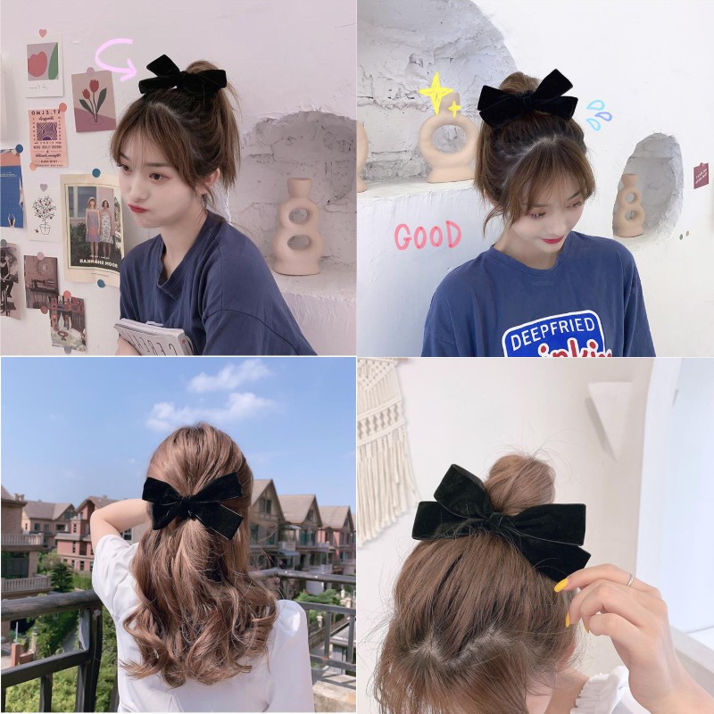 Dây Buộc Tóc Đính Nơ Đáng Yêu Phong Cách Nhật Bản