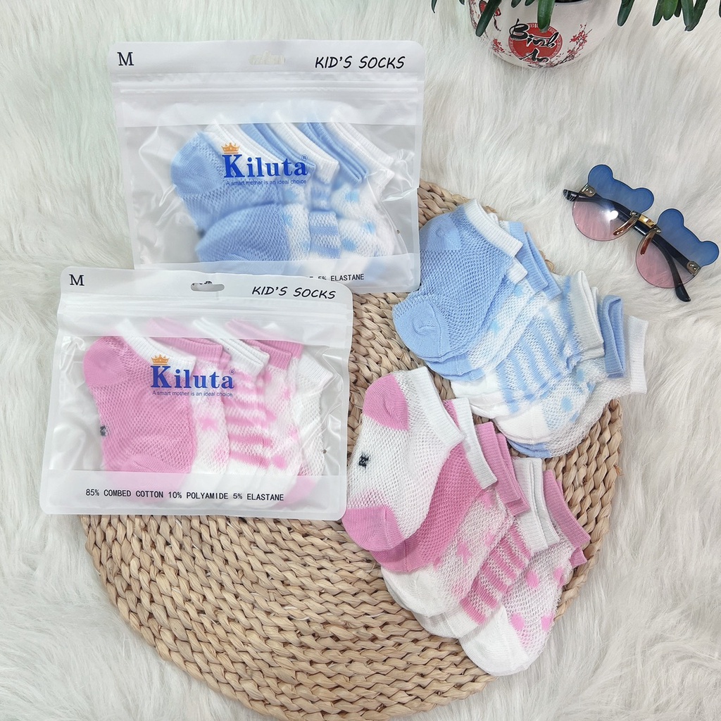 Sét 5 đôi tất lưới màu cho bé trai/bé gái