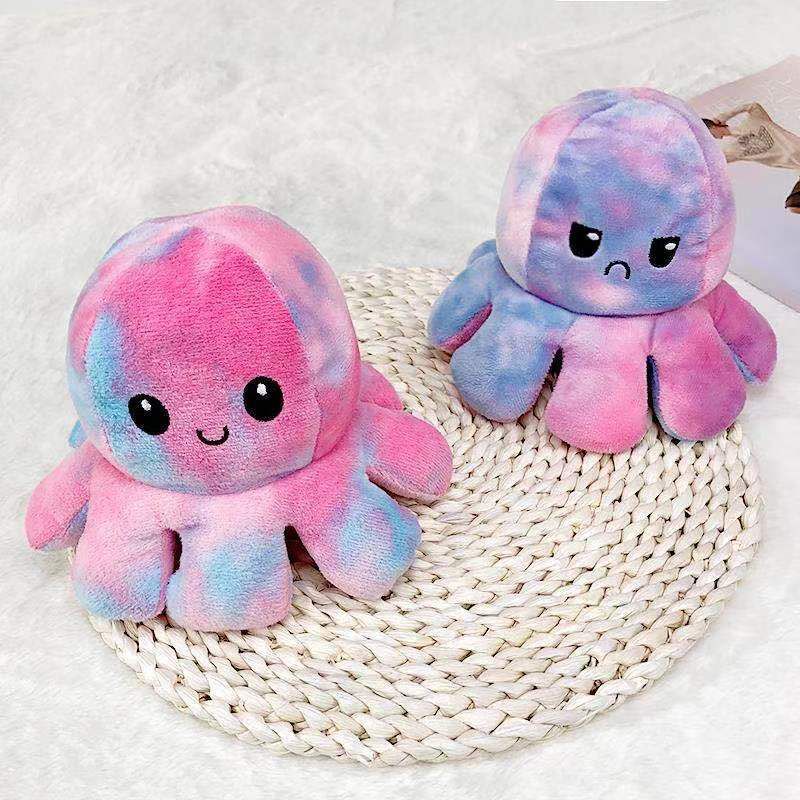 2022 Sequin Double-Sided Flip Reversible Octopus Plush Toy Marine Life Stuffed Doll girl gift