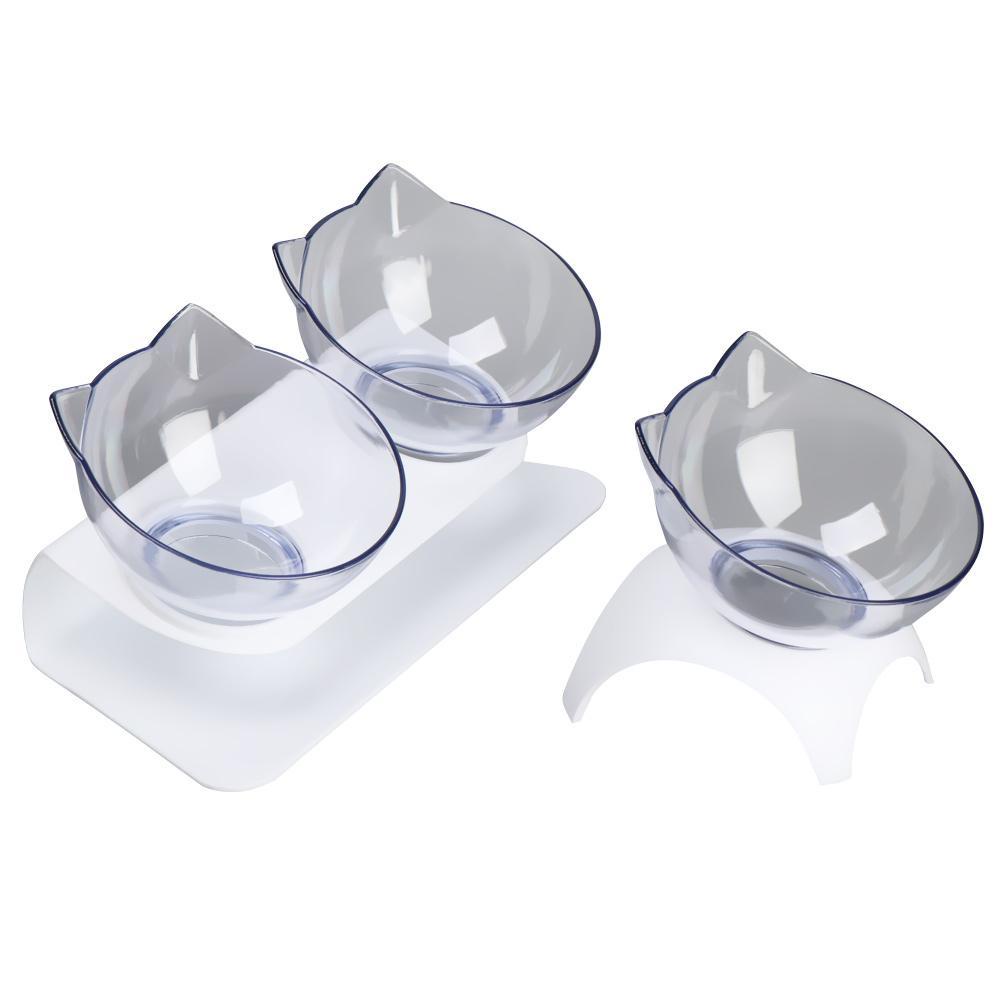 Tô Đựng Thức Ăn Cho Mèo LAYOR1 Có Thể Tháo Rời 15 Độ° Đĩa Đựng Thức Ăn Cho Thú Cưng Trong Suốt Thiết Kế Nghiêng Hình Tai Mèo