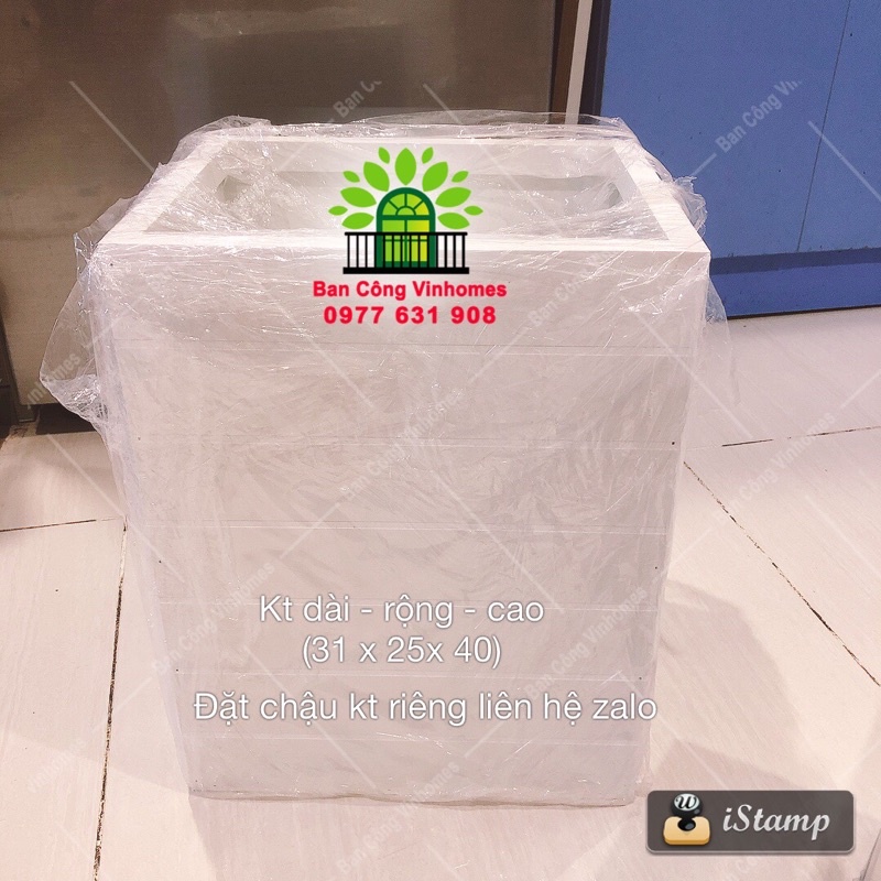 CHẬU NHỰA VUÔNG TRỒNG CÂY COMPOSITE SIÊU BỀN, ĐẸP MÀU TRẮNG