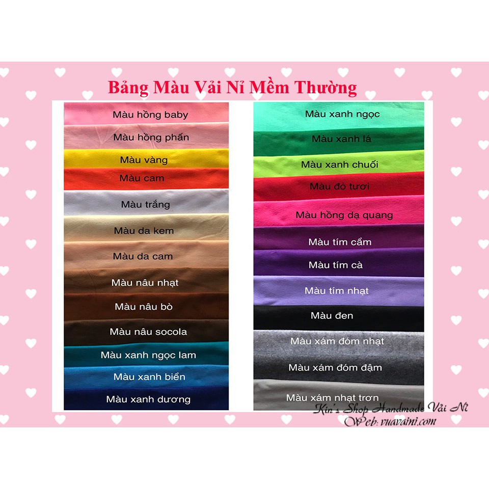 MUA 10 TẶNG 1-Vải Nỉ Mềm chuyên dùng làm đồ chơi handmade, con thú và rau củ quả giúp bé vừa học vừa chơi