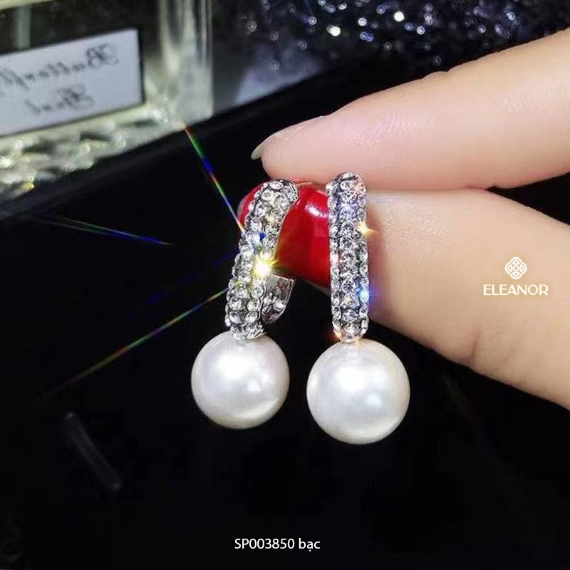 Bông tai nữ đính đá ngọc trai nhân tạo chuôi bạc 925 Eleanor Accessories phụ kiện trang sức Hàn Quốc