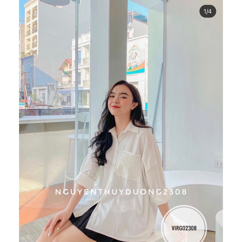 [Ảnh thật/Sẵn]Áo sơmi dài tay viền chỉ túi ngực Ulzzang | BigBuy360 - bigbuy360.vn