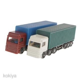 2x Model Container Truck Freight Car 1:100 HO Scale Model Figure Layout Toy