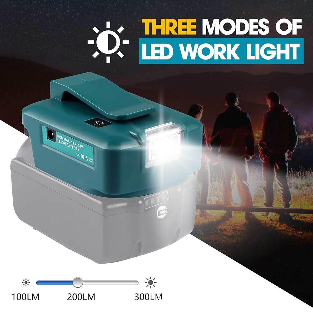 Bộ Chuyển Đổi Pin Li-ion 14.4V-18V Hai Cổng USB Có Đèn LED Sạc USB Cho Makita