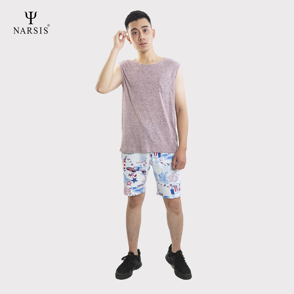 Quần Short nam Narsis S0008 trắng in họa tiết sao biển