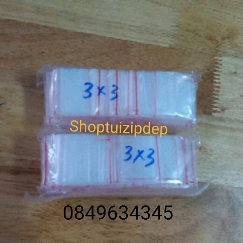 100 chiếc túi zip nhỏ 3x3  đẹp, dày dặn