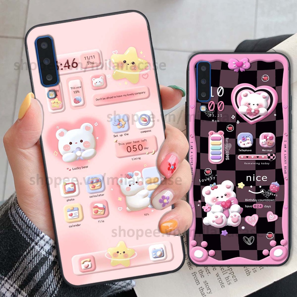 Ốp Samsung A7 2018 / A9 2018 hình đồng hồ icon gấu mèo cute cực dễ thương ngộ nghĩnh