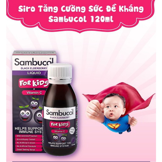 Tăng Đề Kháng Sambucol Black Elderberry Liquid For Kids - Chiết xuất từ Quả Cơm Cháy - Nội Địa Ireland