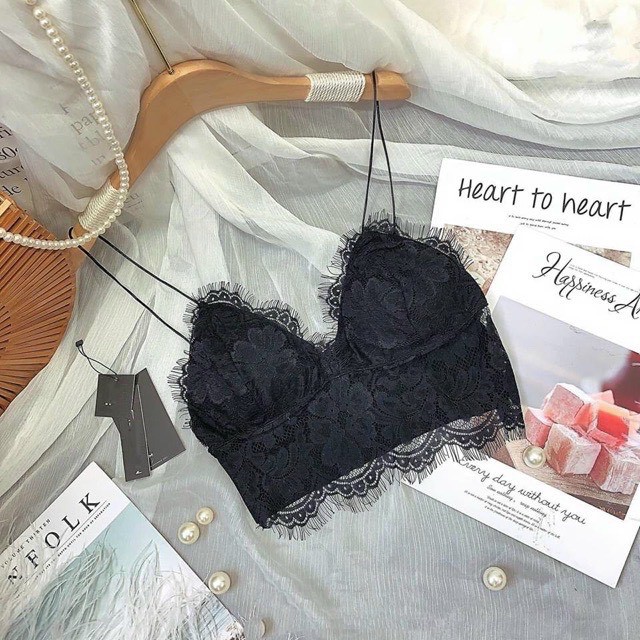 Áo 2 dây bra ren sexy 2 màu đen trắng