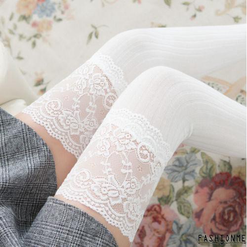 Đôi tất legging dệt kim viền ren gợi cảm cho nữ