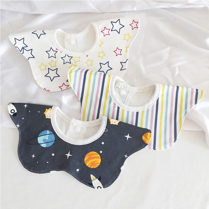 Bộ 3 yếm tròn xoay 360 độ 100% cotton chống thấm cho bé an toàn mềm mại không hầm bí nhiều mẫu họa tiết dễ thương