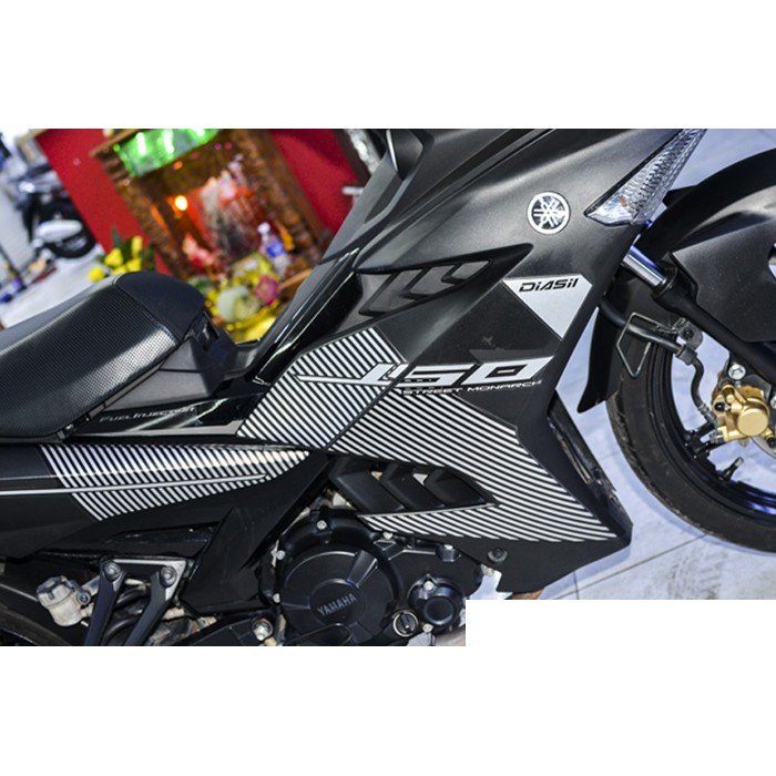Tem trùm exciter 150 đen xám mẫu mới, độ team trùm decal xe máy ex dán đời 2015-2020