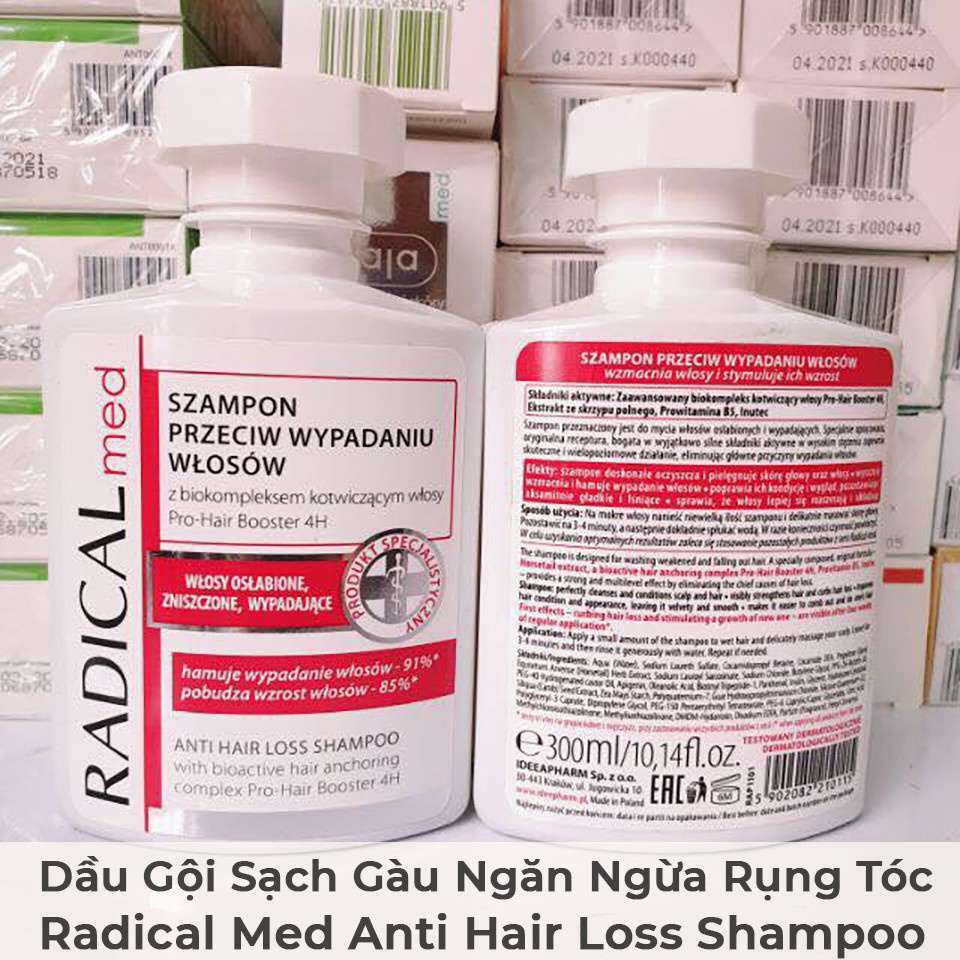 Dầu Gội Ngăn Rụng Tóc Hiệu Quả, Làm Tóc Dày Hơn Radical Med Anti-Hair Loss Shampoo Đỏ 300ml