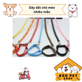 Dây dắt chó mèo kèm vòng cổ bản 1-1,5cm đủ màu sắc
