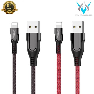 Cáp sạc nhanh và truyền dữ liệu cổng Lightning Hoco U54 2.4A dài 1.2A có đèn led báo sạc