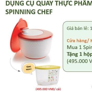 Dụng cụ quay rau Tupperware💕Freeship💕Spinning Chef 3.9L tặng kèm 1 hộp trữ mát cao cấp 1.8L Ventsmart