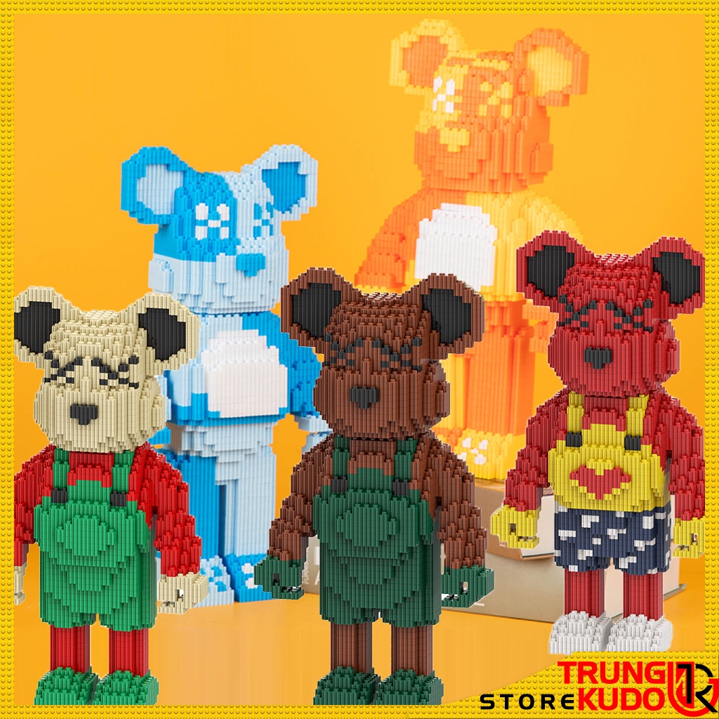 Mô hình Bearbrick lớn hơn 34cm dạng đồ chơi lắp ráp gấu Beabrick làm quà tặng trang trí decor nhà