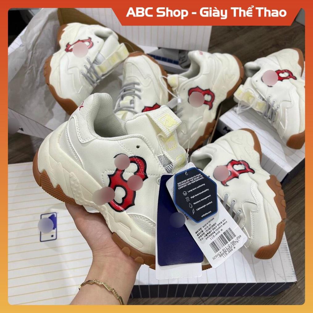 [FreeShip - Hàng Loại 1] Giầy M.L.B đỏ trắng kem đế nâu chữ B, Giày M.L.B Sneaker B đỏ ny vàng boston cao cấp