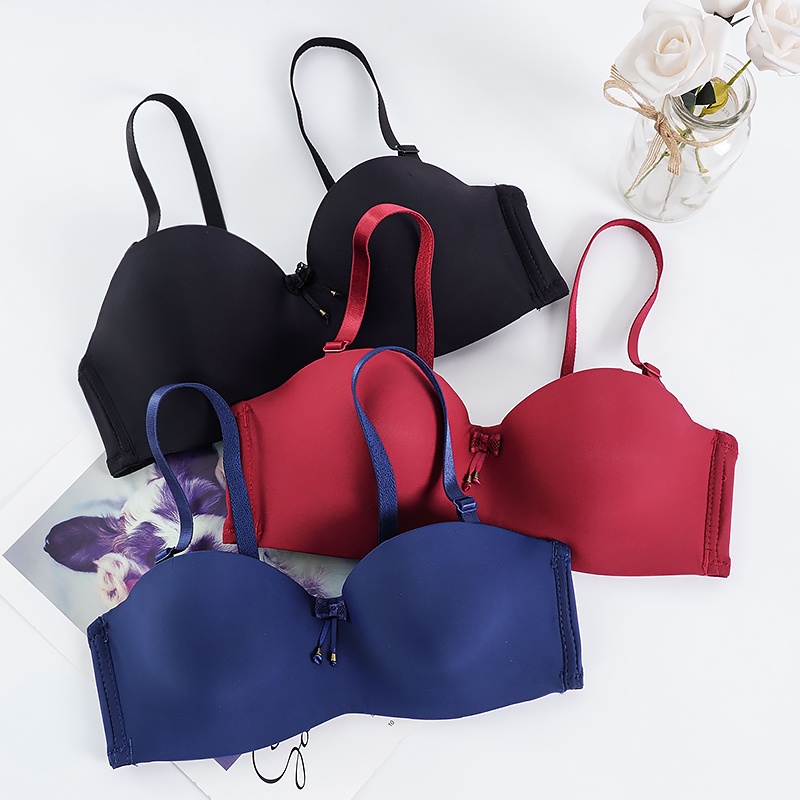 Áo ngực ECMLN không gọng không đường may màu trơn thời trang gợi cảm dành cho nữ