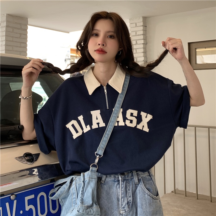 Áo Thun Ngắn Tay Form Rộng Phong Cách Cổ Điển Dành Cho Nữ