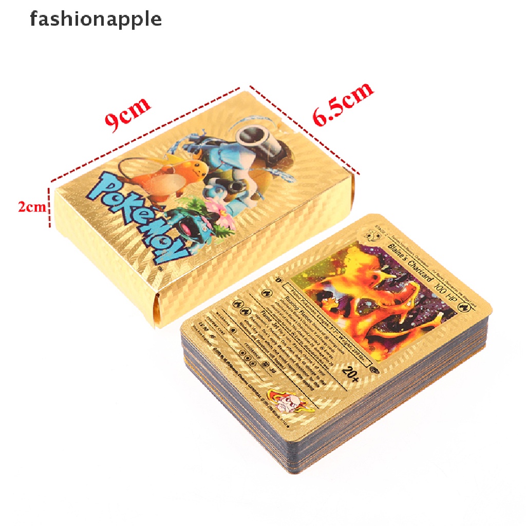 Bộ 54 Thẻ Bài Pokemon Kim Loại Màu Vàng Kim Vmax GX