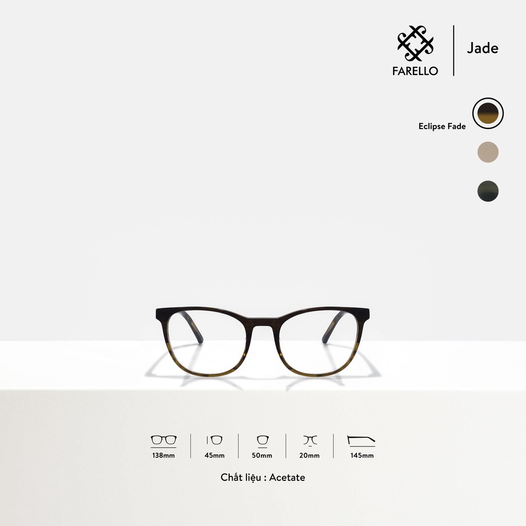 Gọng kính nữ cao cấp FARELLO Jade mắt tròn Acetate bền dẻo thiết kế hiện đại màu sắc thời trang
