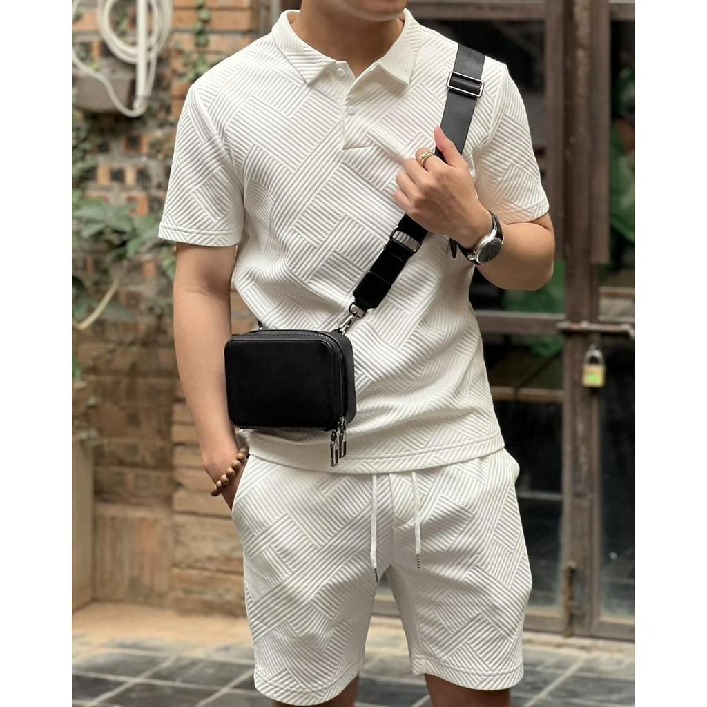 Đồ Bộ Nam Cổ Bẻ Chất Vải Cotton Cao Cấp Thoáng Mát, Bộ Quần Áo Thể Thao Mùa Hè Phong Cách