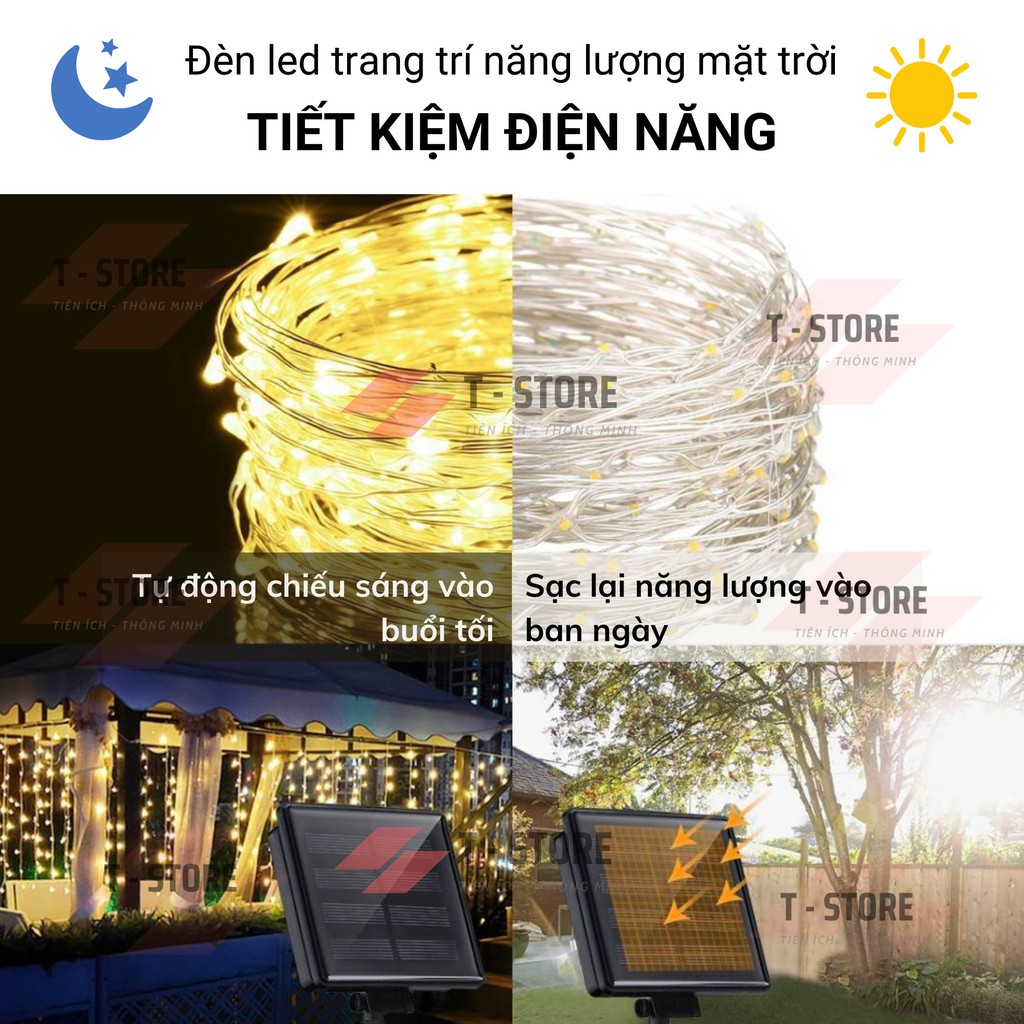 Dây Đèn LED Đom Đóm Năng Lượng Mặt Trời 20 Bóng,Chống Nước Trang Trí Ban Công, Sân Vườn, Cây cảnh, Giàn hoa Trang Trí.