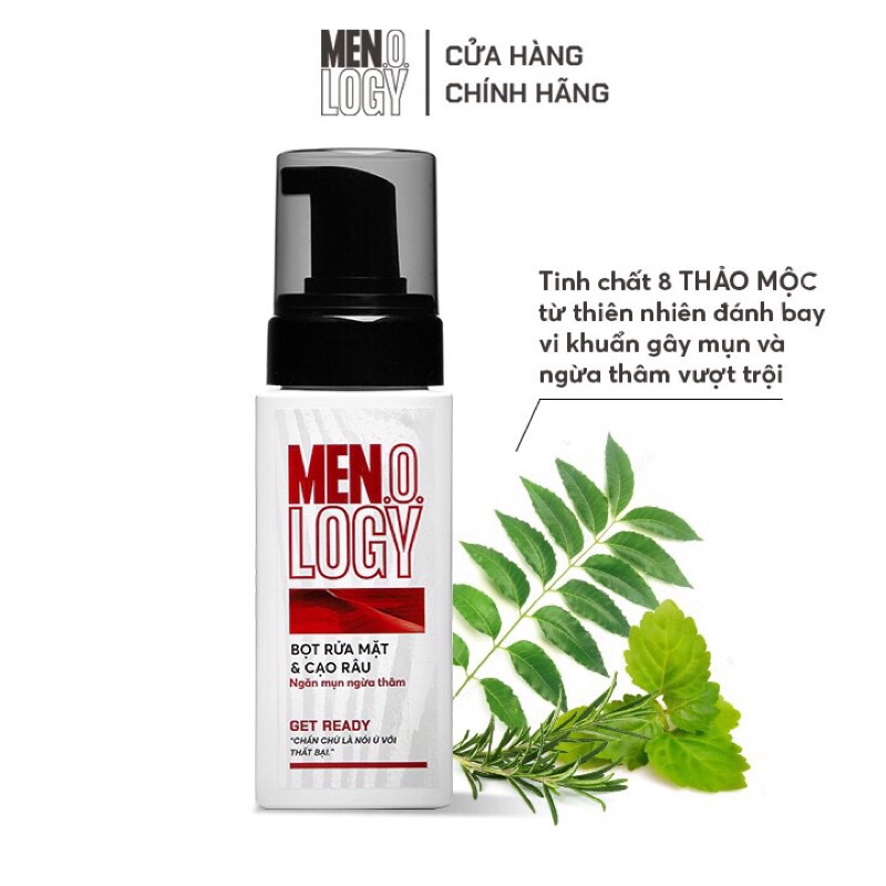 Combo Gel Tắm MEN.O.LOGY Ngăn Mùi 24h Get Ready 630ml + Bọt Rửa Mặt &amp; Cạo Râu MEN.O.LOGY Get Ready 100ml