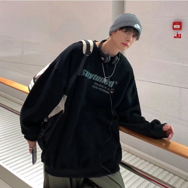 Áo sweater Nam Dài Tay Cổ Tròn Thời Trang Hàn Quốc thời trang SweatShirts unisex tiếng Nhật from rộng áo sweater nỉ