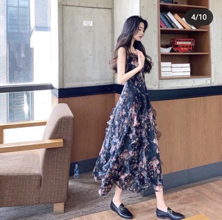 Combo 2 váy sườn xám + váy maxi hai dây