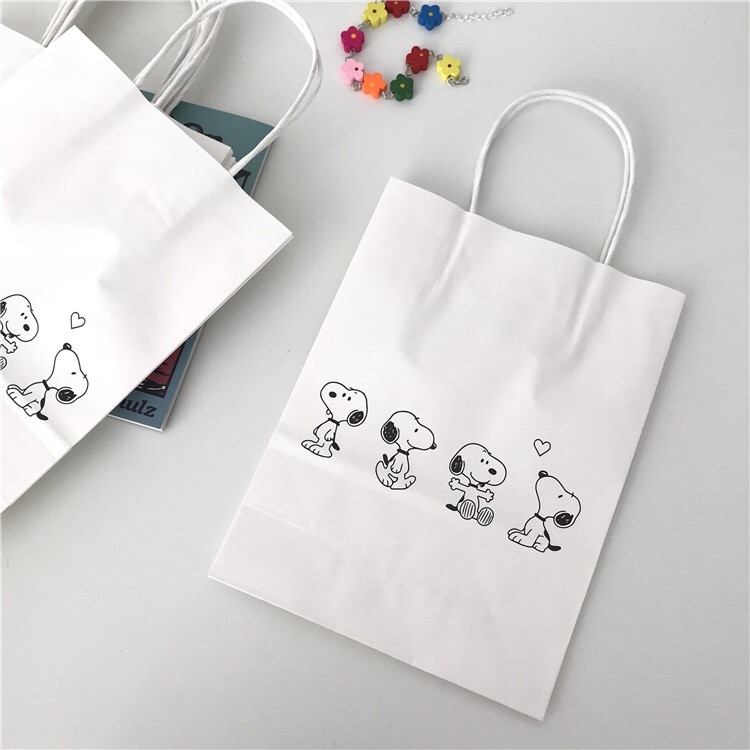 <24h Lô hàng>W&G Cartoon Snoopy mua sắm đơn giản và tiện lợi túi giấy kraft trắng