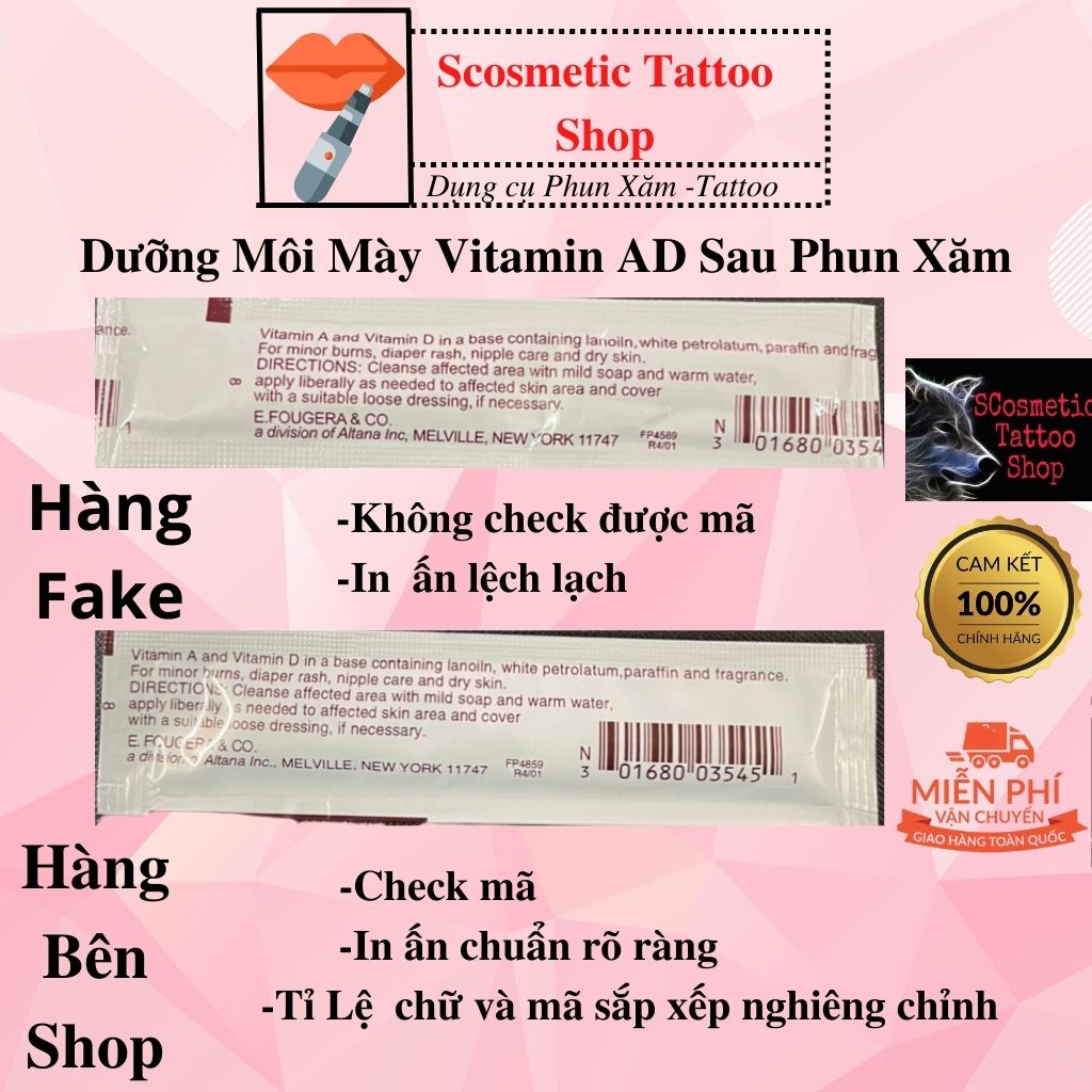 Dưỡng gói Vitamin A, D chuyên dùng sau phun xăm mày,môi