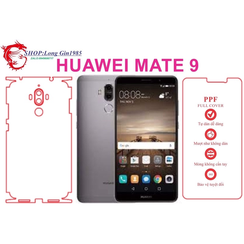 Huawei Mate 9 miếng dán trong Ppf mặt sau và mặt trước chống va đập chống trầy xước