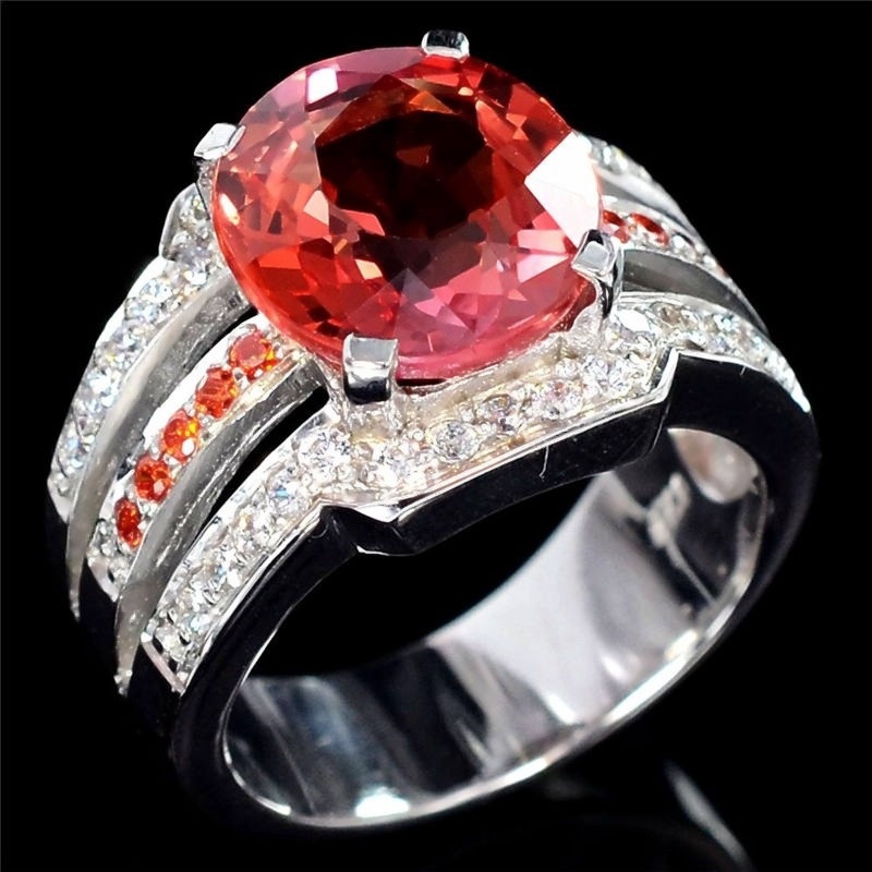 Nhẫn Mạ Bạc Đính Đá Ruby Nhân Tạo Sang Trọng Quý Phái Dành Cho Nữ