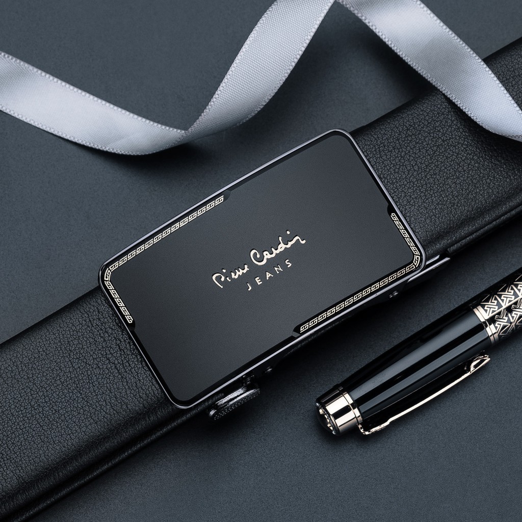 Thắt lưng pierre cardin mặt nhám logo vàng, dây da bò cao cấp 80