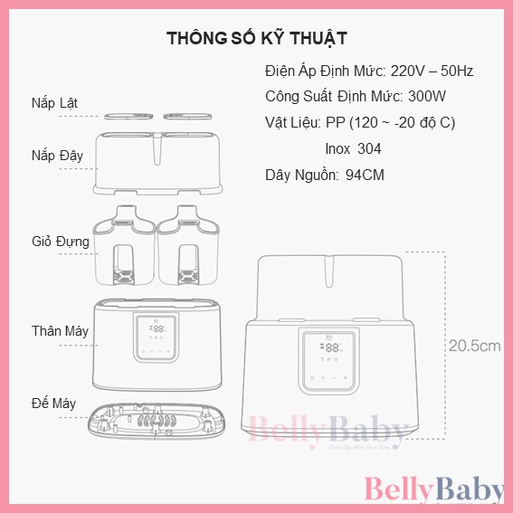 Máy Hâm Sữa Tiệt Trùng Điện Đôi NEVI Đa Chức Năng Công Nghệ Châu ÂU