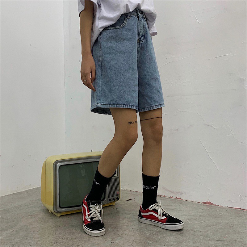 Quần short jean trơn unisex Yinxx, quần bò ulzzang nam nữ QSJ00