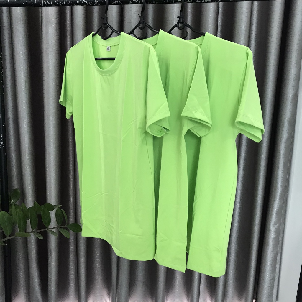 Áo Thun Trơn Màu Xanh Chuối Ảnh Chụp Thật Ngắn Tay Cổ Tròn Form Vừa Unisex Dùng Chung Cho Nam Và Nữ