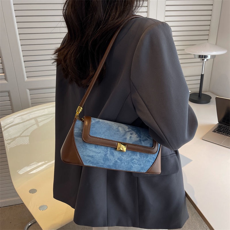 Túi Xách Đeo Vai / Kẹp Nách Chất Liệu Denim Phong Cách Thời Trang Pháp 2022 Cho Nữ