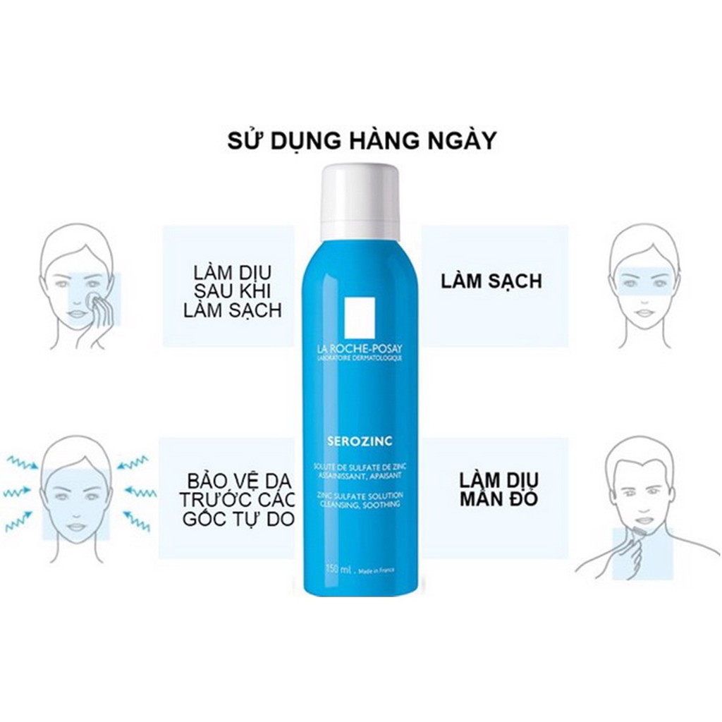 Xịt khoáng La Roche-Posay làm sạch &amp; dịu da dầu mụn Serozinc Zinc Sulfate Solution Cleansing Soothing (50ml/150ml/300ml)