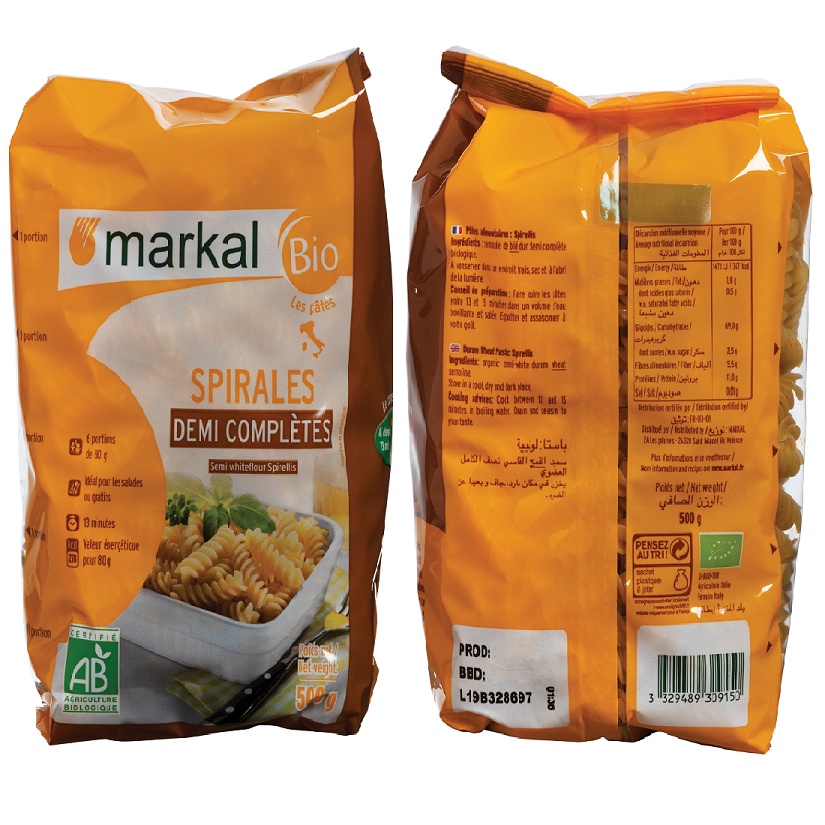 Mì xoắn hữu cơ MARKAL @Hàng-Pháp Spirales-Fusili-Pasta
