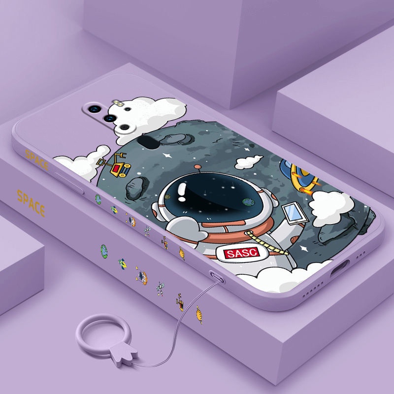 Ốp Điện Thoại silicone TPU Hình Phi Hành Gia Có Dây Đeo Cho oppo a9 2020 a5 2020