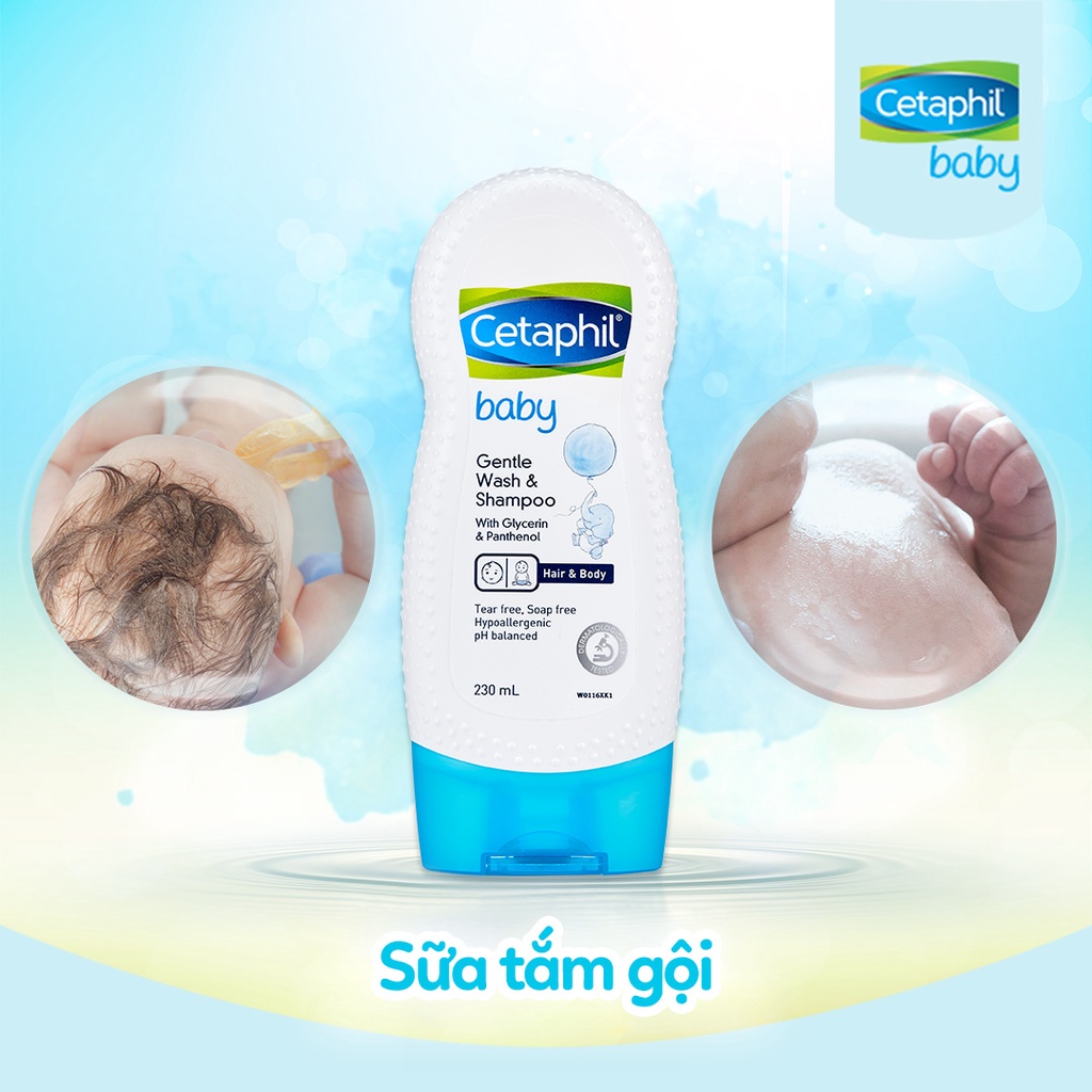 Sữa tắm gội toàn thân chống rôm sảy cho bé Cetaphil Baby Wash &amp; Shampoo 2in1 230ml