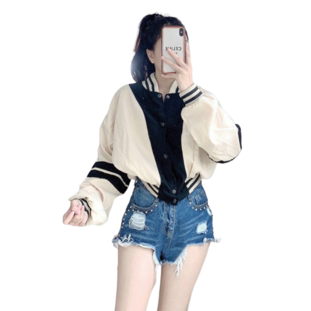 Áo Khoác Bomber Nữ Form Lửng Phối Màu In Chữ Cực Xinh Mẫu Mới Cực HOT  - ĐĂNG QUANG CLOTHER