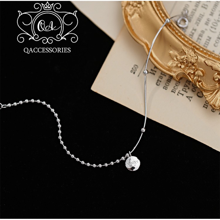 Vòng tay bạc lucky lắc tay bi bạc mặt chữ bất đối xứng LUCKY Bracelet S925 SO00 - KÈM ẢNH THẬT