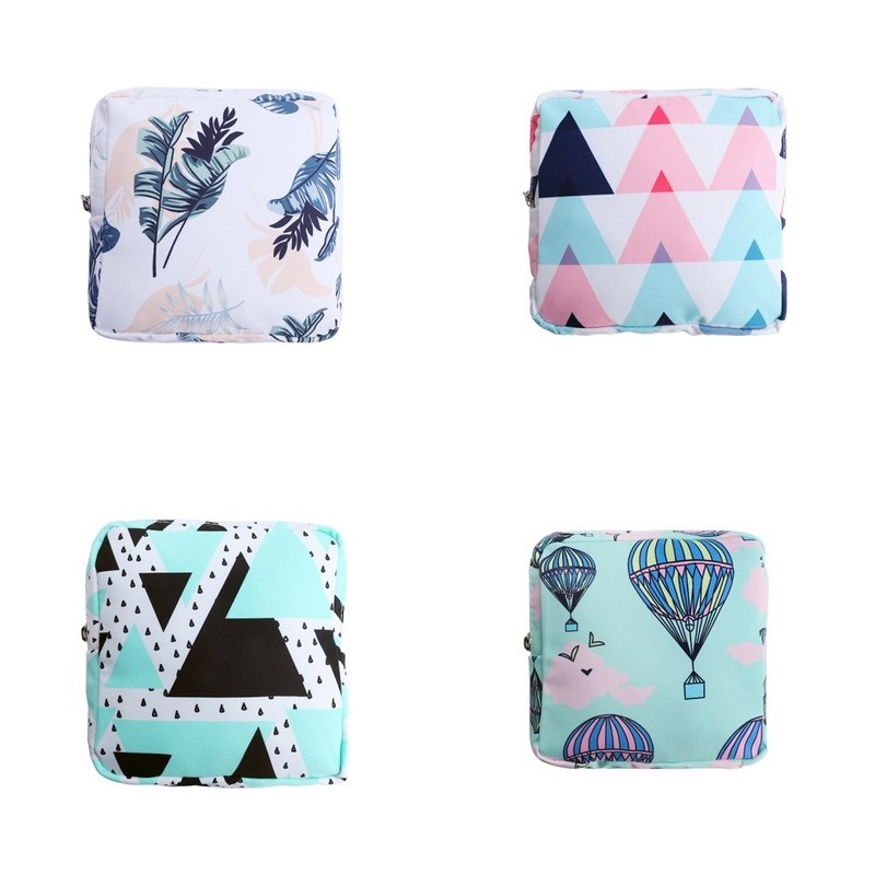 Túi Đựng Tiền/Mỹ Phẩm/Đồ Vệ Sinh Bằng Cotton Có Khóa Kéo Thông Dụng